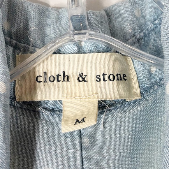 Cloth Stone Medium Top Polka Dot Chambray Button Down Sleeveless Blue 279 - Picture 6 of 6